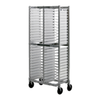 Thumbnail image #1 for New Age NS603A Mobile Aluminum Pizza Pan Rack, Full Height, Open Sides, Adjustable 10–16" Widths, 2" Spacing, 52-Pan Capacity