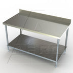 Thumbnail image #1 for AERO 2TGB-3060 Stainless Steel Work Table with 4" Backsplash and Adjustable Undershelf, 60"W x 30"D x 39"H
