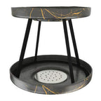 Thumbnail image #1 for Steelite International My Glass Studio GS196709 Tall Seafood Tower Set with 2 Drains, Mixed Materials, Marble Grey, 14.25 x 10.25 in.