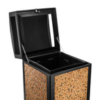 Thumbnail image #2 for Alpine Industries ALP471-40-STO 40 Gallon Steel Trash Container with Stone Panels, Locking Lid and Plastic Insert