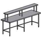Thumbnail image #1 for Pacific Stainless Products WT10230S24IO Stainless Steel Work Table with Double 24" Overshelves, 102"W x 30"D, Flat Top