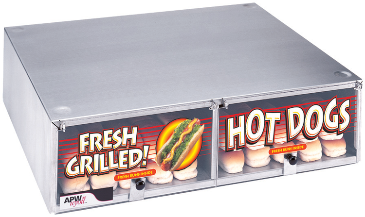 Product image #5 for APW Wyott BC-50 Hot Dog Bun Cabinet with Lift-Up Plexiglass Doors, 144-Bun Capacity