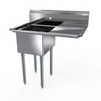 Thumbnail image #1 for NBR Equipment 1SG-181812R18 One-Compartment Stainless Steel Sink, Right Drainboard, 18" x 18" x 12" Bowl, 38-1/2"W x 23-1/2"D