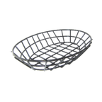 Thumbnail image #1 for G.E.T. 4-34418 Oval Iron Grid Serving Basket, Polyethylene-Coated Black, 12" Diameter x 8-1/2"H Case of 12