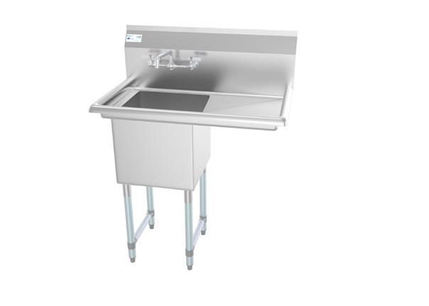 Product image #6 for KoolMore 33-Inch One-Compartment Stainless Steel Commercial Sink with Right Drainboard and Backsplash