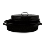 Thumbnail image #1 for Kadra Kitchenware Millvado MG-16-OR Oval Roaster with Lid, Granite, 16 x 10.6 x 6 in, 12 lb Capacity Case of 6