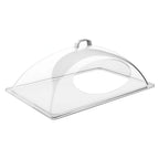 Thumbnail image #1 for Libbey APS Germany - Covers APS 11027 GN 1/1 Clear SAN Domed Tray Cover with Long-Side Cutout, 21-3/8" x 13-1/4" x 8-1/8"