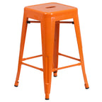 Thumbnail image #1 for Flash Furniture CH-31320-24-OR-GG Orange Galvanized Steel Counter-Height Bar Stool, Backless, Drain-Hole Seat