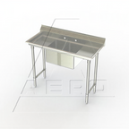 Thumbnail image #1 for AERO Manufacturing 3CS2-1410-11.5LR 2-Compartment Stainless Steel Sink, Left & Right Drainboards, 10" x 14" Compartments, 7" Backsplash