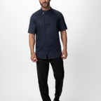 Thumbnail image #1 for Chef Works CBZ03-GRY-S Chef Coat, Raglan Short Sleeve, Off-Set Zip Front, Snap Collar, Grey, Size S
