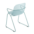 Thumbnail image #2 for Grosfillex US137711 Outdoor Resin Armchair, Lattice Back, Solid Seat, Powder-Coated Steel Frame, Blue Case of 4