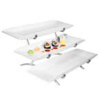 Thumbnail image #1 for Cal-Mil SR1033-13 3-Tier Rectangular Buffet Display Stand with 3 Melamine Platters, Black Powder-Coated Steel, 18" x 23" x 12"