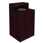 Thumbnail image #1 for Flash Furniture GC-M-196-MAH-GG 32-Gallon Trash Receptacle with Upper Tray Shelf, Mahogany Melamine Overlay