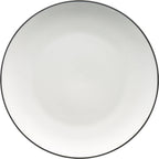 Thumbnail image #1 for International Tableware Torino™ Bistro TB-21-BL Porcelain Round Plate, 12-Inch, European White with Black 1 Dozen