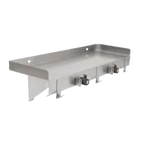Thumbnail image #1 for John Boos PB-MSS836-X Wall-Mounted Stainless Steel Utility Shelf, 36"W x 8"D, Safety Edge, Hooks & Mop/Broom Holder