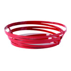 Thumbnail image #1 for G.E.T. Cyclone WB-992-R Round Powder-Coated Metal Wire Serving Basket with Solid Bottom, Red, 9 in Dia. x 2-1/4 in Case of 12