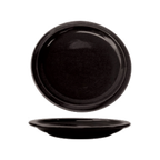 Thumbnail image #1 for International Tableware Cancun CAN-16-B Ceramic Round Plate, 10-1/2" Diameter, Narrow Rolled Edge, Black 1 Dozen