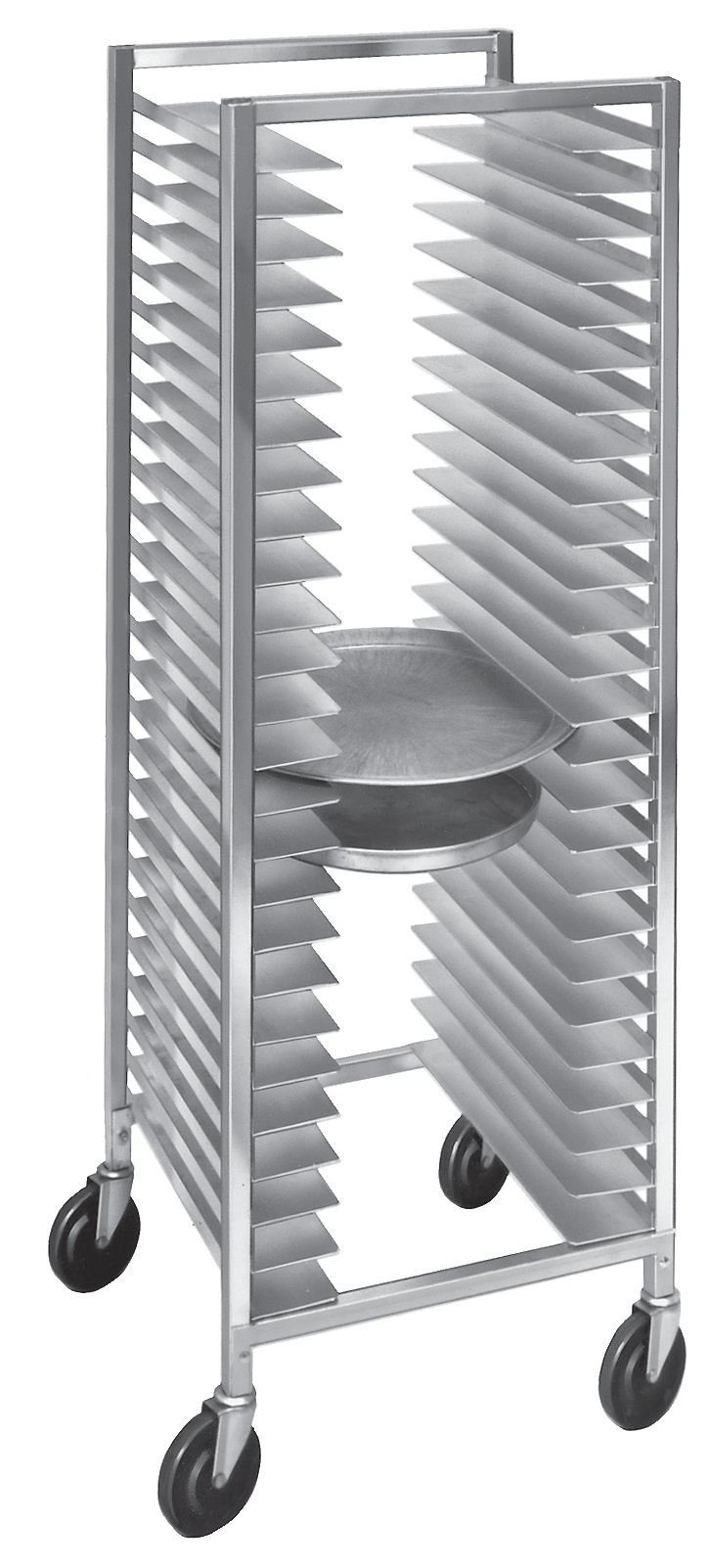 Product image #5 for Channel Manufacturing Aluminum Full-Size End-Load Pizza Pan Rack with 5-Inch Swivel Casters, 26-Pan Capacity