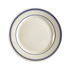 Thumbnail image #1 for CAC China Blue Line BLU-6 Round Ceramic Plate, 6-5/8 in, Rolled Edge, Blue Band Case of 3 Dozen