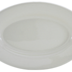 Thumbnail image #1 for ATSMFG Stone Mountain STM-REC-39 ATS MFG Oval Ceramic Platter, American White, Rolled Edge, 8-1/8" x 5-3/4" x 3/4"