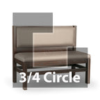 Thumbnail image #1 for JustChair Manufacturing JBSB-WT-UPL-TQ-36-GR1/COM Three-Quarter Circle 3-Corner Banquette Booth, Wood Frame, Upholstered Seat and Back