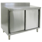 Thumbnail image #1 for GSW USA CTD-P2472S Enclosed Stainless Steel Work Table with Sliding Doors, 72"W x 24"D x 35"H, 18 Gauge Top, 4" Backsplash