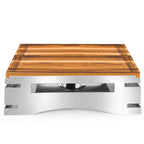 Thumbnail image #1 for Eastern Tabletop 32206W Rectangular All-in-One Chafer Stand with Hook-On Sterno Shelf and Butcher Block Carving Board, 23-3/4"W x 16"D x 7"H