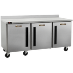 Thumbnail image #1 for Traulsen Dealer's Choice CLUC-72R-SD-WTLLL-LK Three-Section Worktop Refrigerator, 3 Solid Doors, Stainless Steel, 72"W
