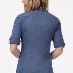 Thumbnail image #2 for Chef Works SES02W-BLU-L Women's Blue Long-Sleeve Chef Shirt, Snap-Front, 4XL, Poly/Cotton/Elastane