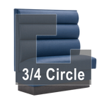 Thumbnail image #1 for ATSMFG ATS AT&S-ATQ-W48-3CHHO GR8 William Three Quarter Circle Booth, single, 48" x 90" x 90" x 48"long x 48" high, 3-channel Horizontal back