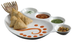 Thumbnail image #4 for American Metalcraft Porcelain Divided Impression Plate with Built-In Sauce Cups