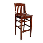 Thumbnail image #1 for JustChair Manufacturing W36430 Armless Bar Stool with Slat Back, Solid Wood Seat and Beech Wood Frame
