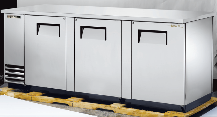 Product image #5 for True Three-Section Pass-Thru Back Bar Cooler, 90-3/8 Inch Wide, 6 Solid Locking Doors