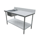 Thumbnail image #1 for Omcan 49176 Work Table With Prep Sink, 48"W x 30"D, 18 gauge 430 stainless steel construction, 16" wide x 20" front-to-back x 10" deep sink bowl
