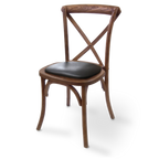 Thumbnail image #2 for JustChair Manufacturing R90018-PS-GR3 Stacking Side Chair, Bentwood X-Back, Upholstered Ash Veneer Seat, Solid Ash Frame, Rustic Walnut