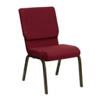 Thumbnail image #1 for Flash Furniture Hercules XU-CH-60096-BY-GG Stacking Church Chair, Burgundy Polyester Upholstery, Gold Vein Frame