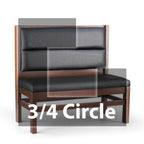 Thumbnail image #1 for JustChair Manufacturing JBSB-WT-UHC-TQ-42-GR3 Three-Quarter Circle Banquette, 3 Corners, Wood Frame, Upholstered Channel Back, Padded Seat, 42"H