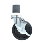 Thumbnail image #1 for BK Resources 5SBR-4RA-LDP-TLB 5" Polyolefin Swivel Stem Caster with Top Lock Brake, 300 lb Capacity, 2" Expanding Stem