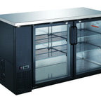Thumbnail image #1 for Drago DRBB60GH 2-Door Glass Back Bar Cooler, Stainless Steel Top, Black Exterior, 60.8"W