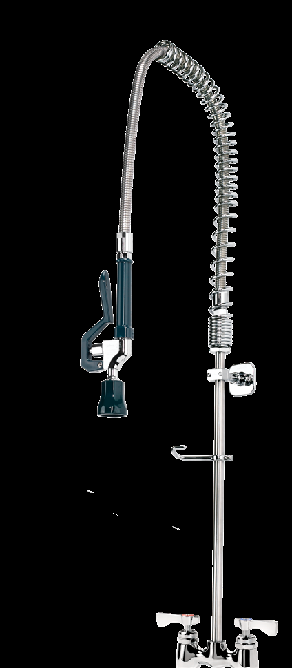 Product image #3 for Krowne Royal Series Deck-Mount Pre-Rinse Faucet Assembly, 4-Inch Centers, Spring-Action Gooseneck, 38-Inch Hose