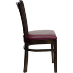 Thumbnail image #2 for Flash Furniture Hercules XU-DGW0008VRT-WAL-BURV-GG Restaurant Chair, Vertical Slat Wood Back, Burgundy Vinyl Upholstered Seat, Walnut Finish