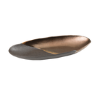 Thumbnail image #1 for Korin Inc Kinsai PLL-MJ118-386 Oval Plate, 13-1/4", Curved Edge, Two-Tone Matte Black and Gold