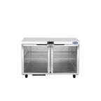 Thumbnail image #1 for Atosa AUR48GD Undercounter Refrigerator, 48 1/4"W, 2 Glass Self-Closing Doors, Stainless Steel Exterior & Interior