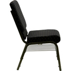 Thumbnail image #2 for Flash Furniture Hercules XU-CH-60096-BK-BAS-GG Stacking Church Chair, Black Dot-Patterned Polyester Upholstery, Book Pouch
