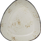Thumbnail image #1 for International Tableware Splash™ SH-120-CR Triangular Stoneware Pasta/Salad Bowl, 10-3/8", 32 oz, Crème with Dark Brown Trim 1 Dozen