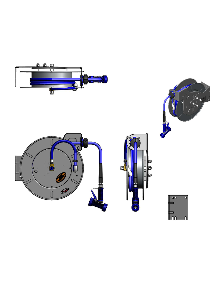 Product image #2 for T&S Brass Open Stainless Steel Retractable Hose Reel with 35-Foot 1/2-Inch Hose and Rear Trigger Spray Valve