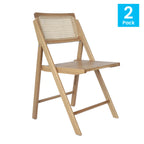 Thumbnail image #1 for Flash Furniture SK-220905-NAT-GG Natural Folding Chair with Cane Rattan Ventilated Back and Solid Wood Frame & Seat