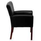 Thumbnail image #4 for Flash Furniture BT-353-BK-LEA-GG Executive Reception Chair, Black Bonded Leather, Upholstered Seat and Solid Back, Wood Legs
