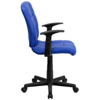 Thumbnail image #2 for Flash Furniture GO-1691-1-BLUE-A-GG Swivel Task Chair, Adjustable Height, Mid-Back, Blue Vinyl, Nylon Arms, Casters