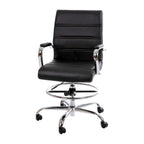 Thumbnail image #1 for Flash Furniture Whitney GO-2286B-BK-GG Drafting Chair, Adjustable 22–30 in Seat Height, Mid-Back, Black Bonded Leather, Padded Arms and Casters